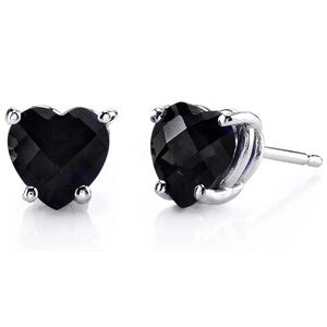 925 Sterling Silver Black Onyx Cubic Zirconia Stud Earrings